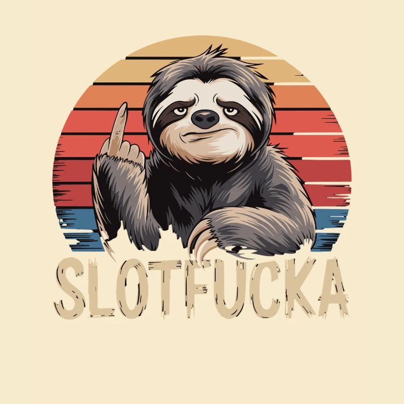 Sloth Middle Finger Retro Humor Sarcasm