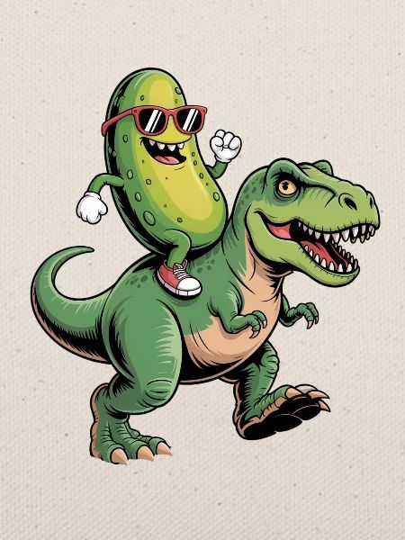 Saure Gurke reitet auf Dinosaurier