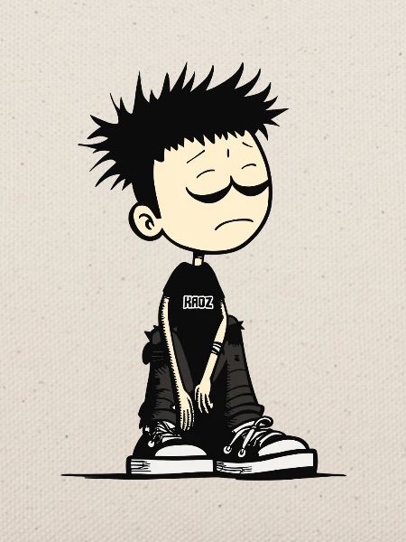 Verschlafenes Emo-Kinder-Cartoon-Tee