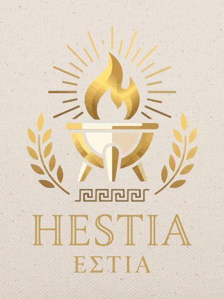 Hestia Flammenemblem mit Lorbeer