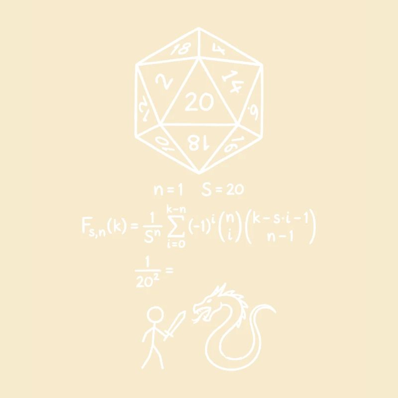 T-shirt de probabilité de dés D20 RPG Geek de maths