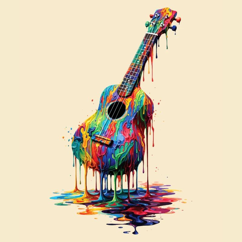 Ukulele mit tropfender Farbe