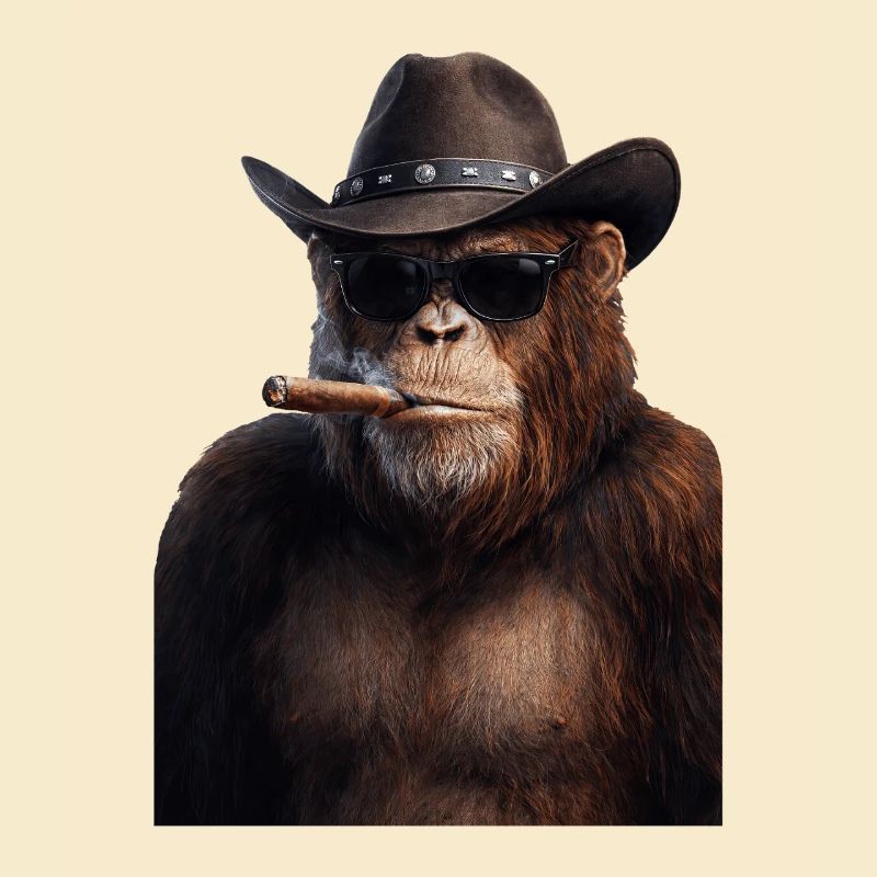 Cowboy-Gorilla mit Zigarre