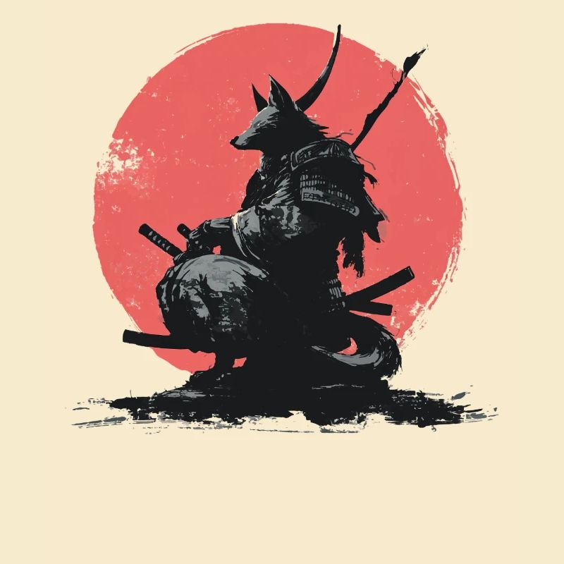 Wolf-Samurai auf Red Sun
