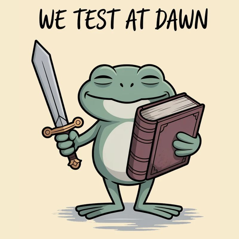 Dawn Test Frog with Sword and Book