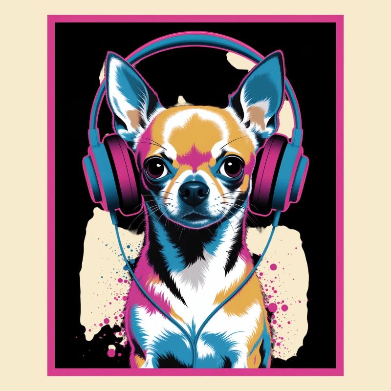Chihuahua mit Kopfhörer