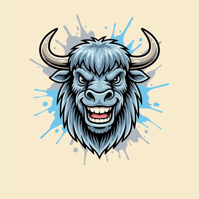 Blue Bison Head Splash