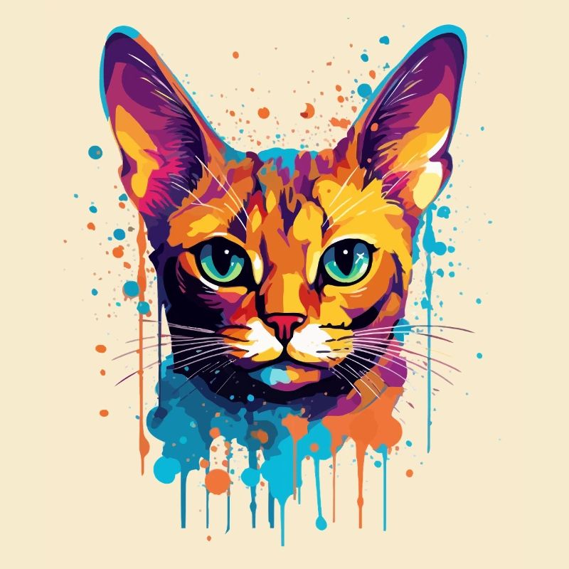 Bunte Splash-Kunst Abessinianisches Katzengesicht