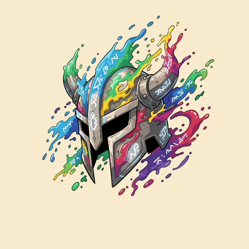 Rune Helmet in Rainbow Fire