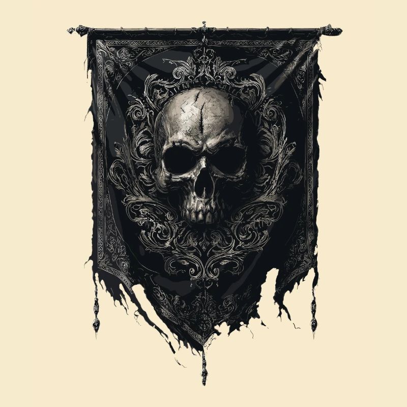 Gothic Banner - Skull with Embellishments