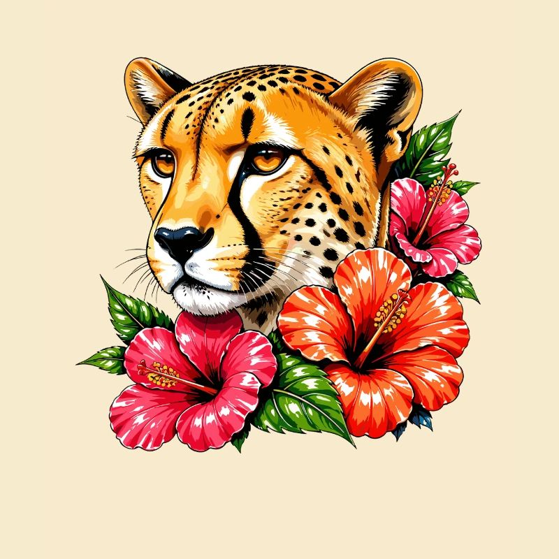 Leopard with Hibiscus Dream