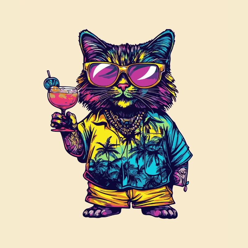 Katze Comic Sommer