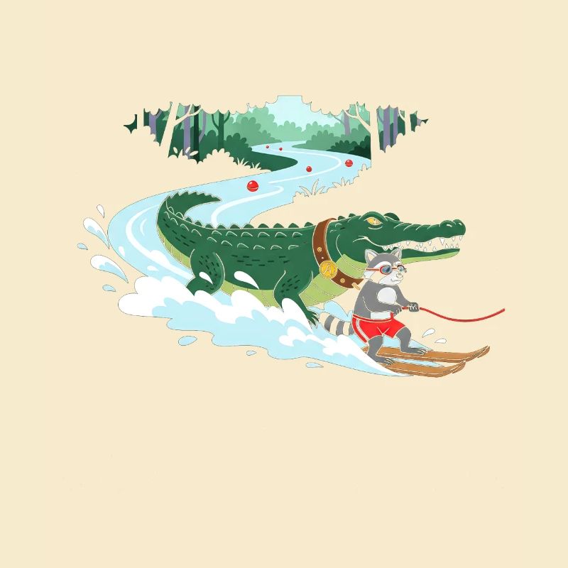 Crocodile Surfeur et Compagnon Chat