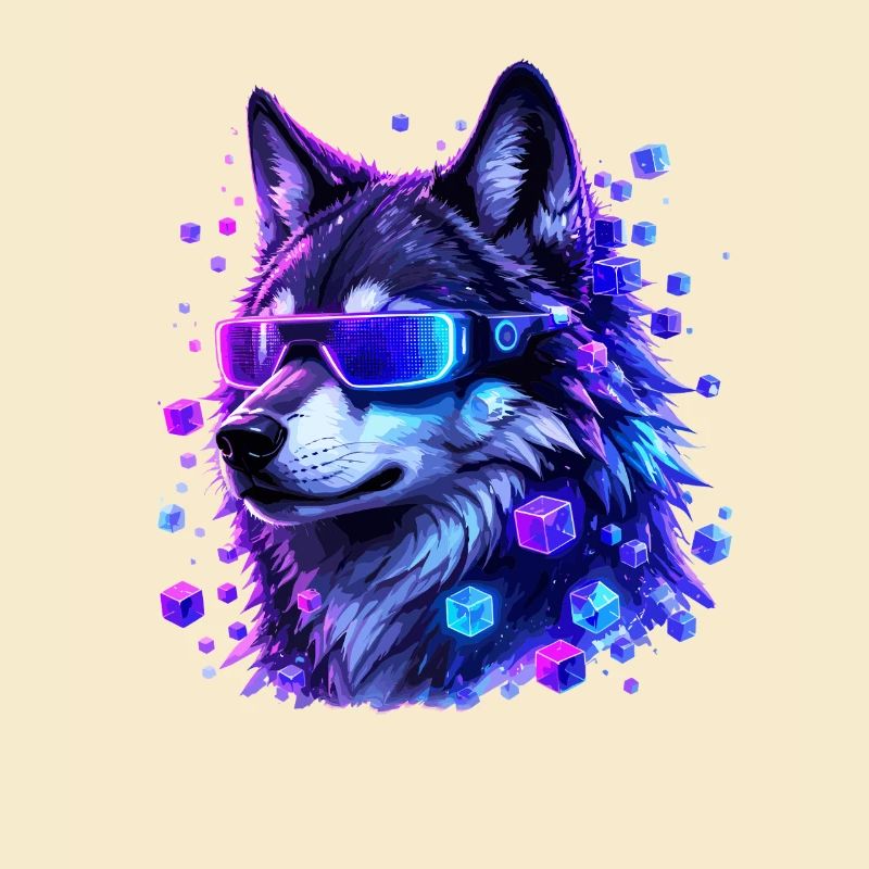 Neon wolf with VRBrille