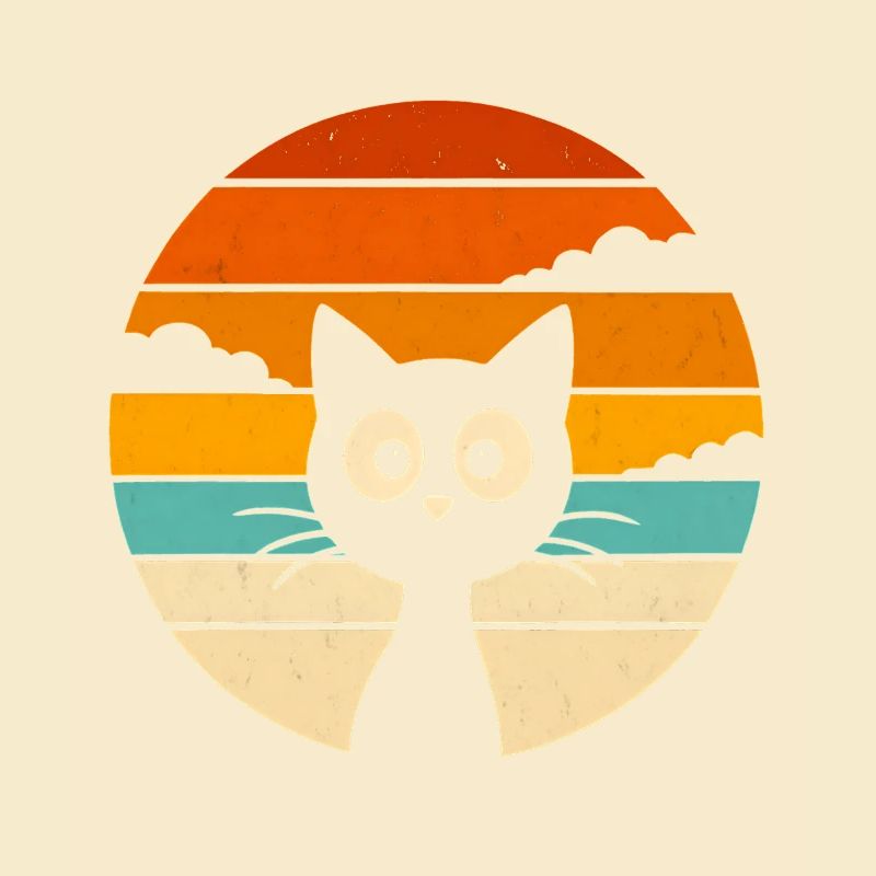 Chat Noir Rétro Sunset