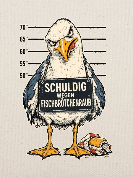 Möwe Fischbrötchenraub Lustiger Spruch Shirt