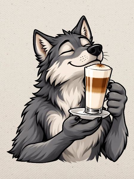 Wolf mit Latte Macchiato