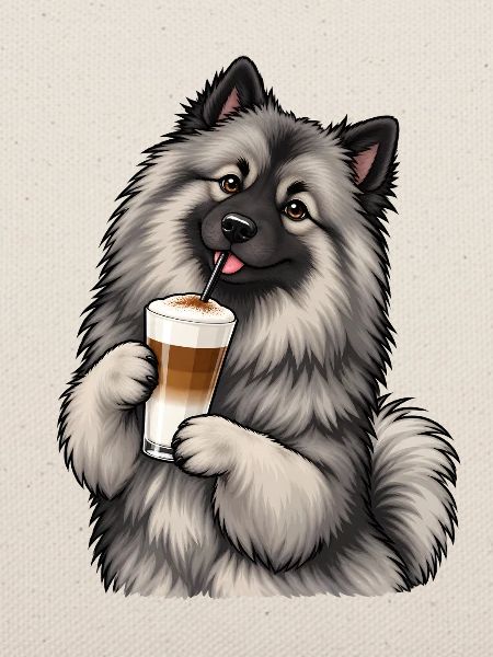 Wolfsspitz mit Latte Macchiato