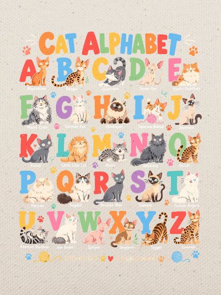Katzenalphabet Farbenbuchstaben