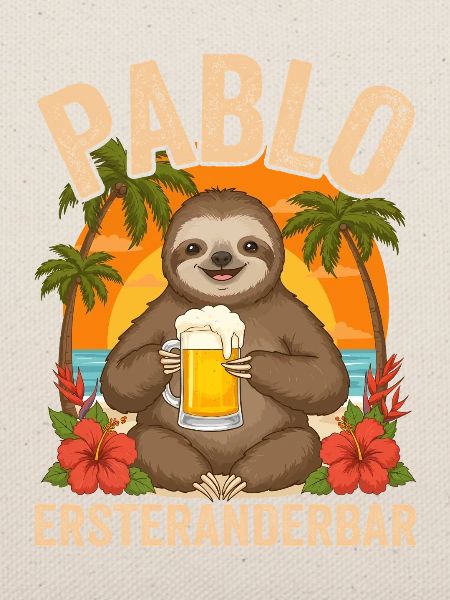 Pablo Ersteranderbar Faultier Bier Fun Motiv