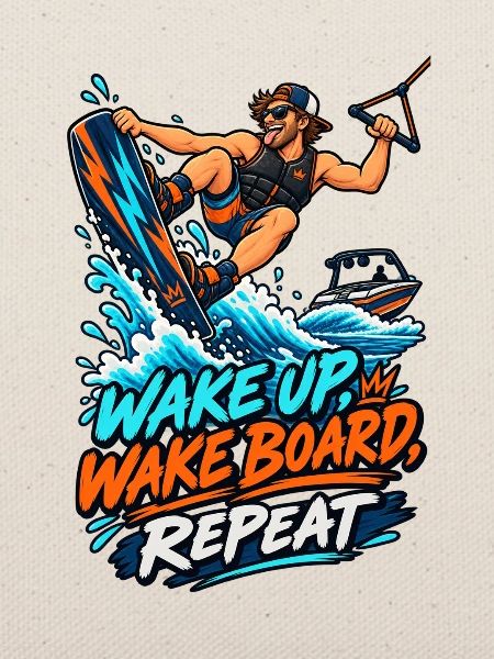 Wake Up Wakeboard Repeat Motiv