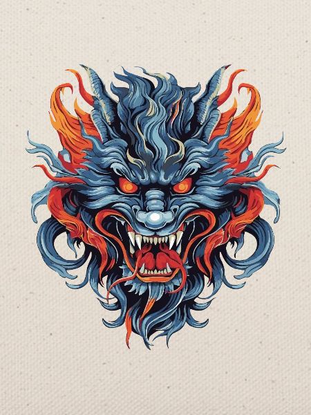 Drachenkopf Asiatischer Drache Bunt