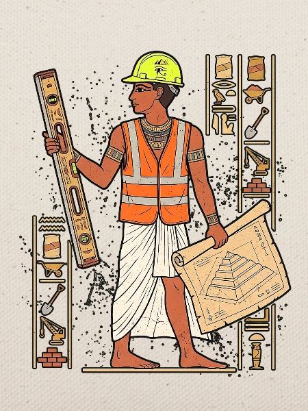 Pyramidenbauer als moderner Polier Bauleiter
