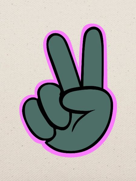Peacezeichen Hand mit Pink Outline