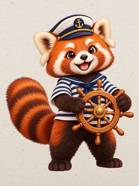 Sailor Red Panda mit Schiffsrad