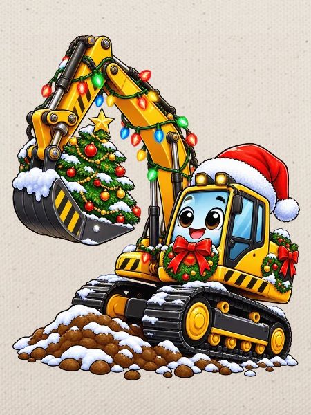 Weihnachtsbagger mit Baumzauber