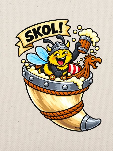 Skol Biene im Wikingerhorn