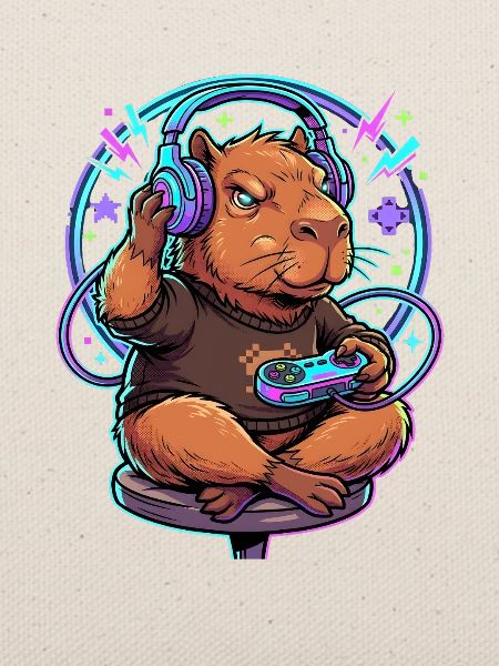 Capybara Gamer Mit Controller Gaming Kawaii