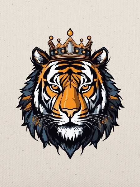 Tiger Kopf mit Krone