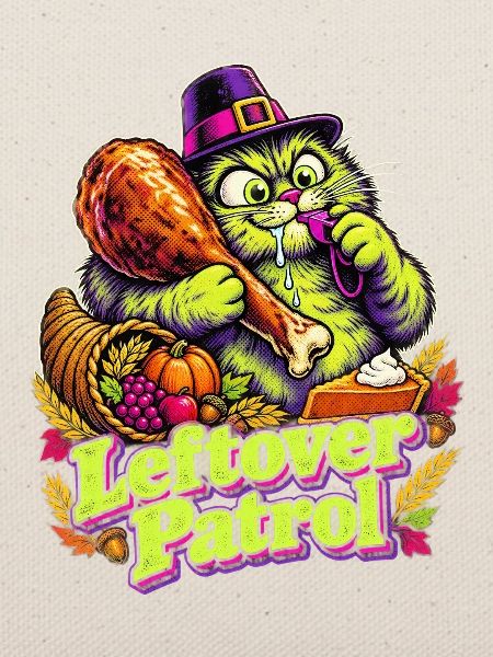 Thanksgiving-Katze Leftover Patrol beim Truthahn