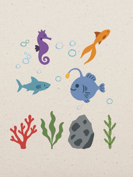Seepferdchen Unterwasser Kinder Goldfisch Hai