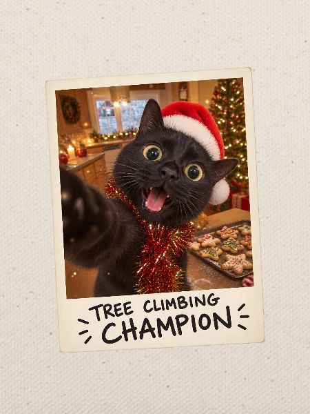 Tree Climbing Champion Schwarze Katze