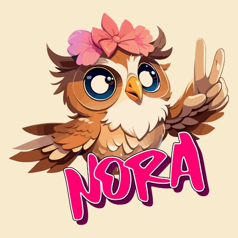 NORA - Schöner Mädchen Name mit süßer EULE