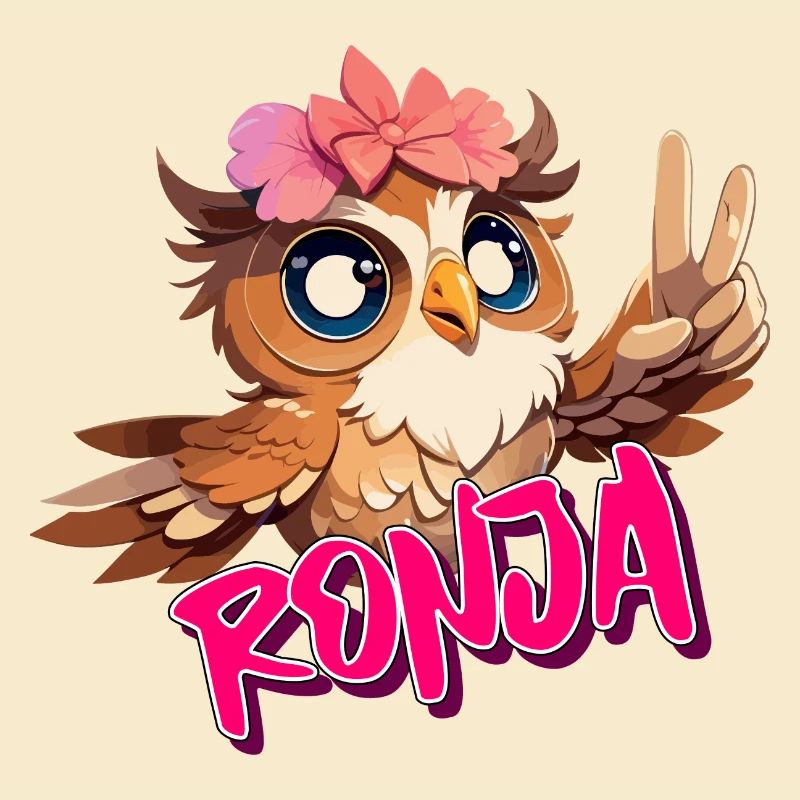 RONJA - Schöner Mädchen Name mit süßer EULE