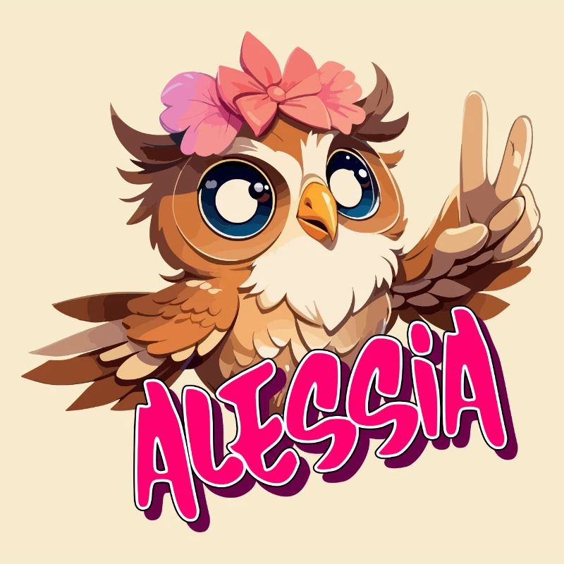 ALESSIA - Schöner Mädchen Name mit süßer EULE
