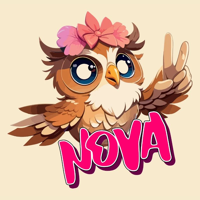 NOVA - Schöner Mädchen Name mit süßer EULE