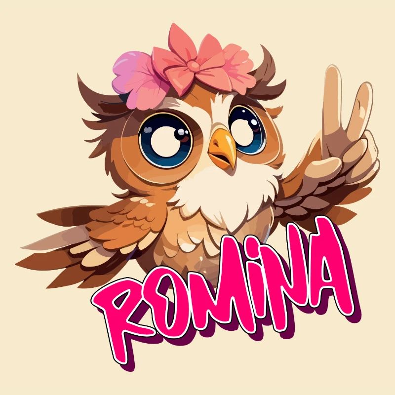 ROMINA - Schöner Mädchen Name mit süßer EULE