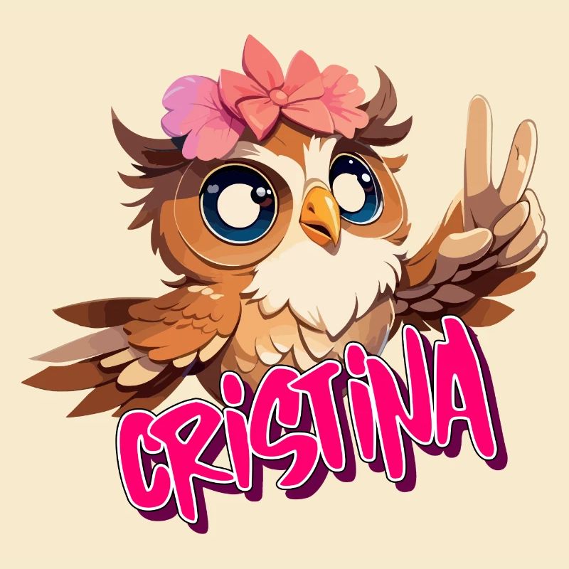 CRISTINA - Schöner Mädchen Name mit süßer EULE