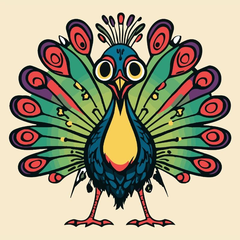 Pfau Vogel Halloween Comic Lustig