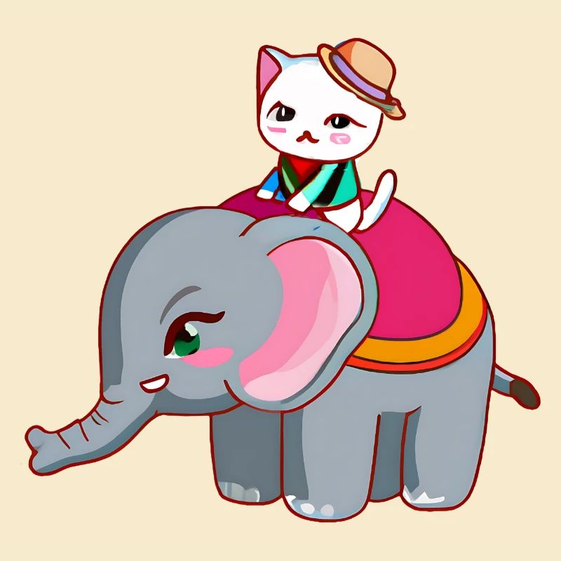 Katze reitet Elefant