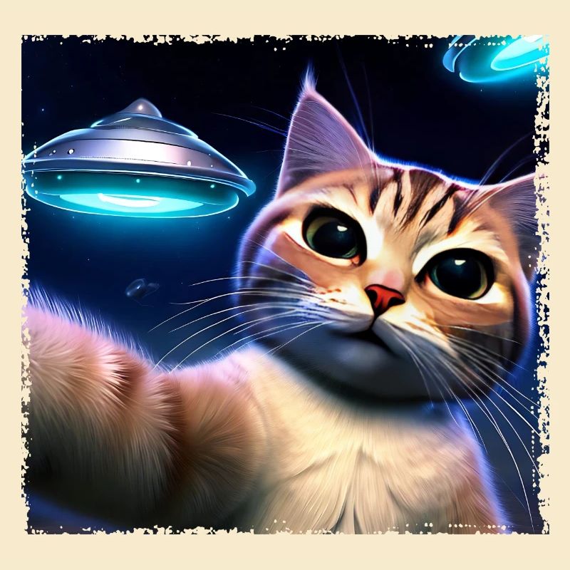 Katzen-Selfie mit UFO