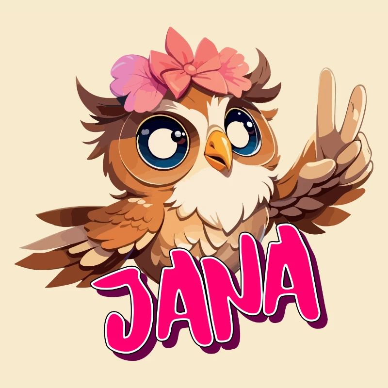 JANA - Schöner Mädchen Name mit süßer EULE