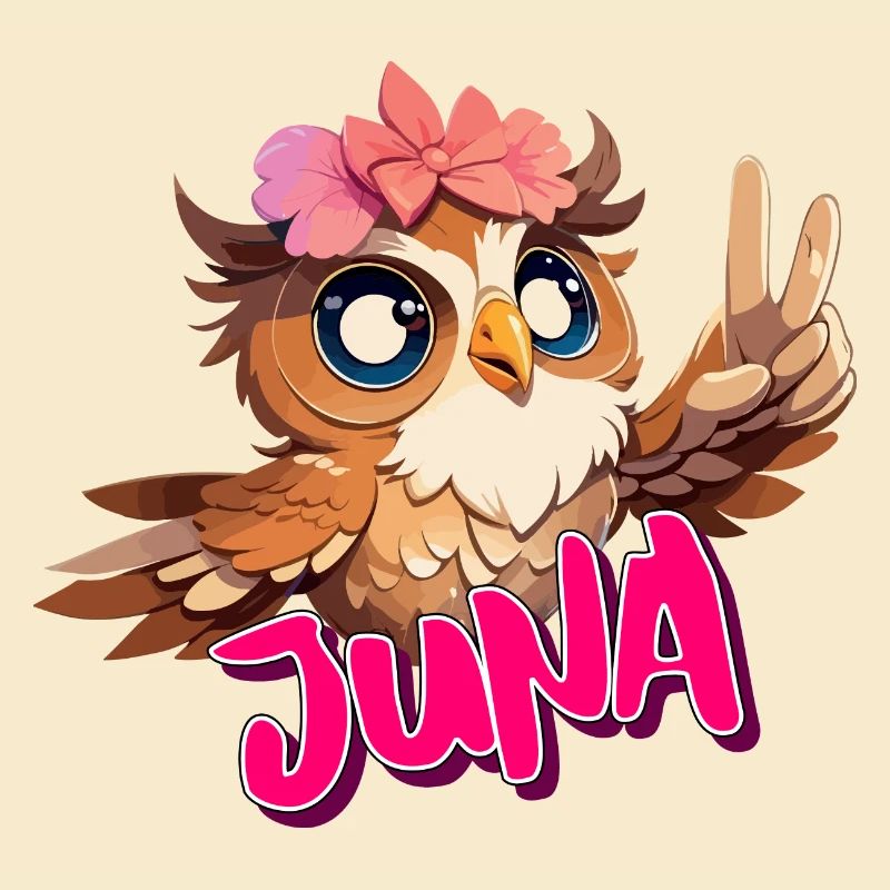 JUNA - Schöner Mädchen Name mit süßer EULE