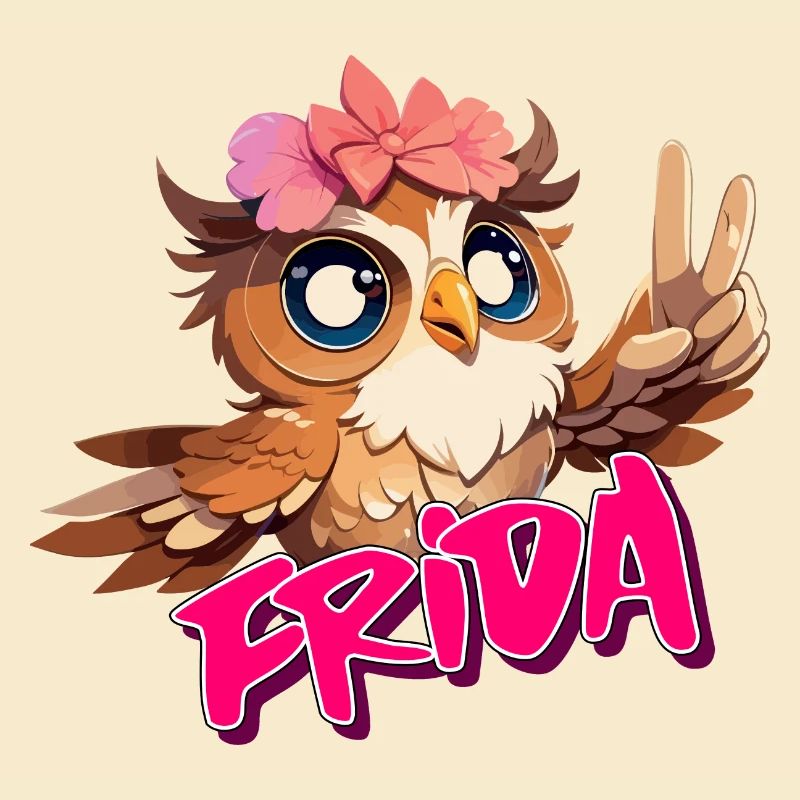 F R I D A - Schöner Mädchen Name mit süßer EULE