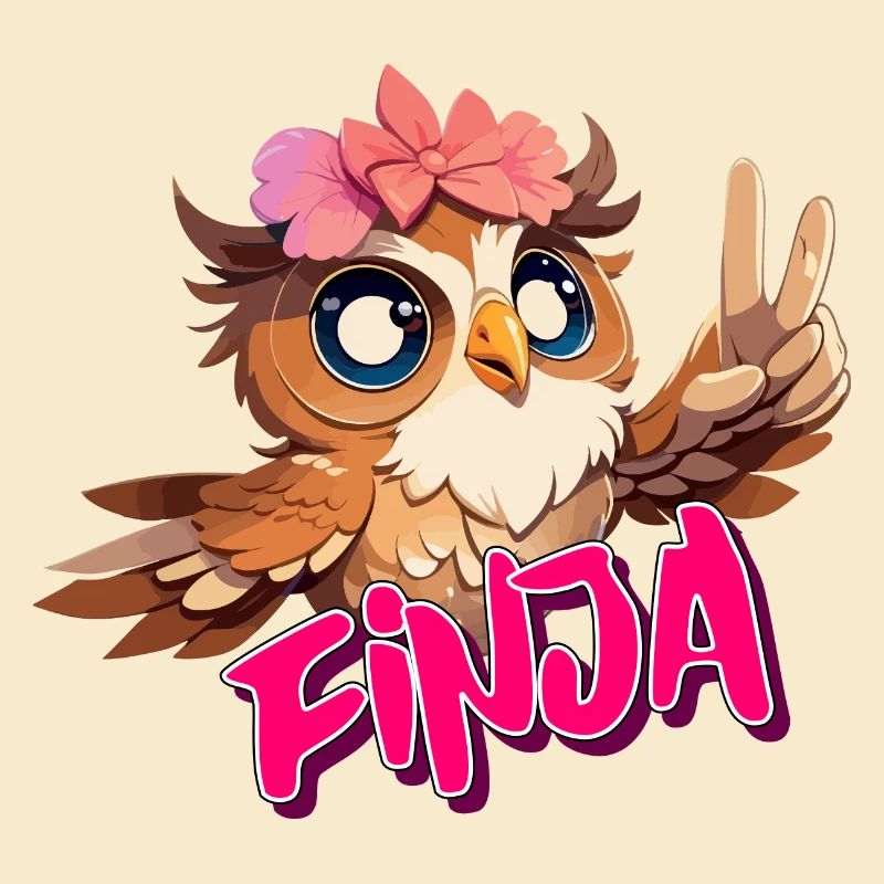 FINJA - Schöner Mädchen Name mit süßer EULE