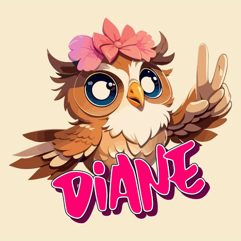 DIANE - Schöner Mädchen Name mit süßer EULE
